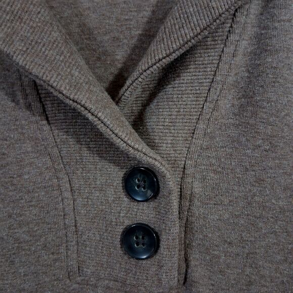 Banana Republic Womens Size S Shawl Neck Brown 2 Button Sweater Kangaroo Pocket - Picture 3 of 13